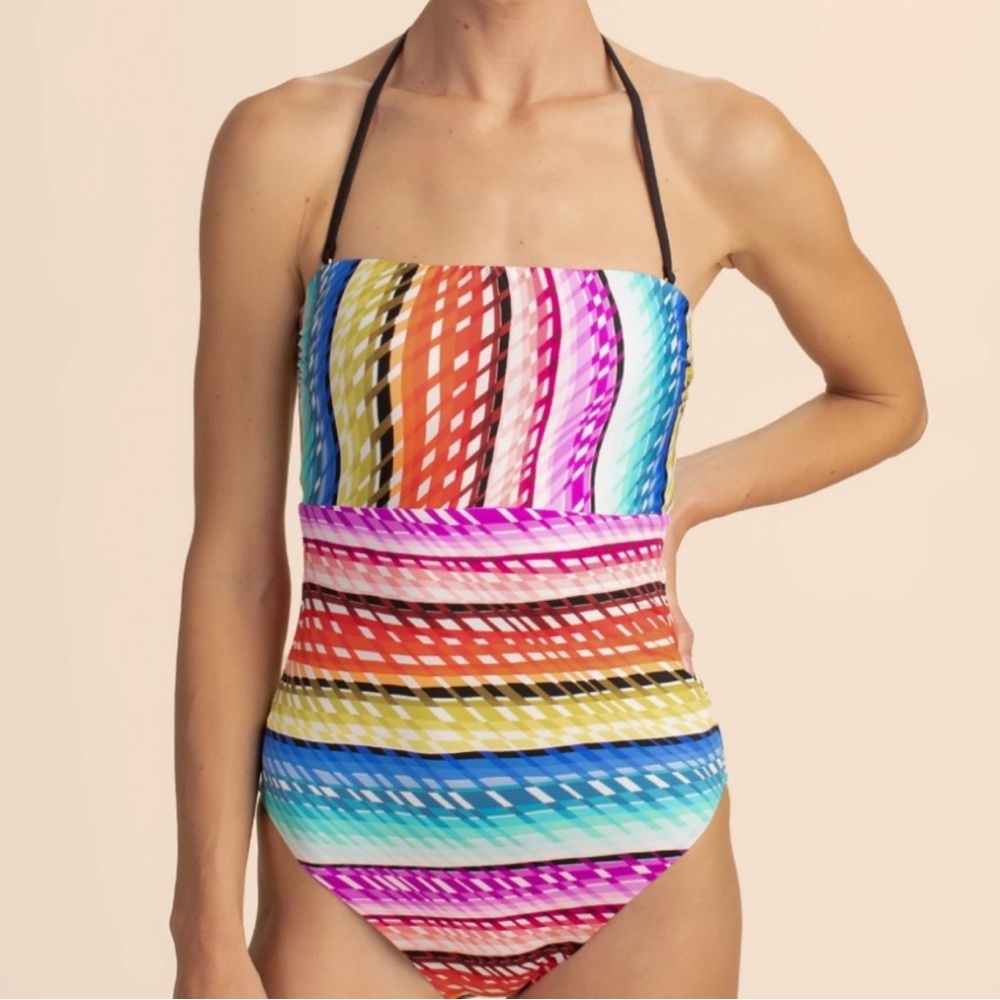 NWT TRINA TURK multi colored one piece swimsuit size 8